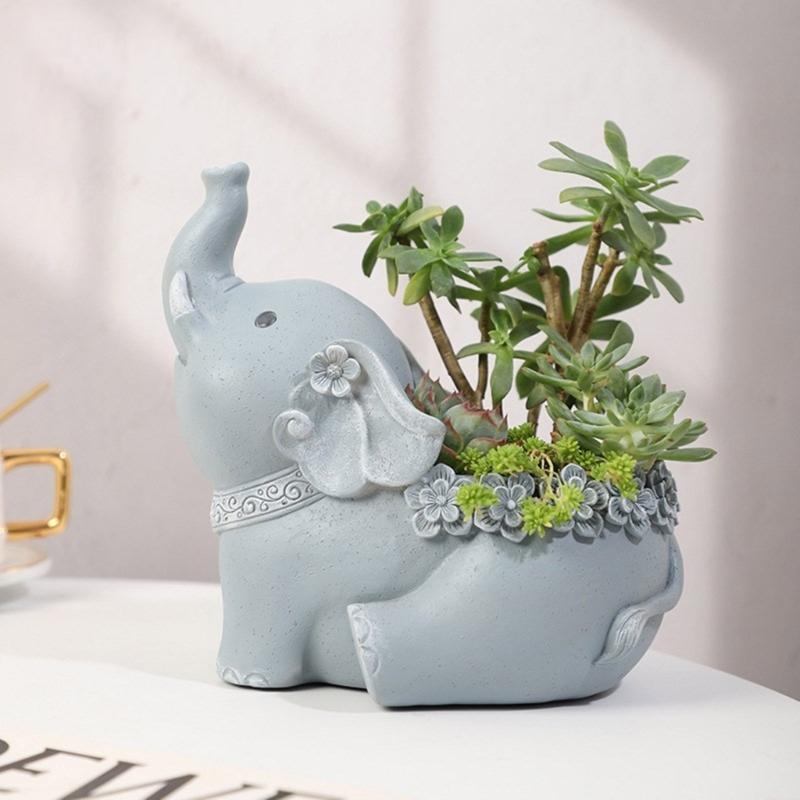 Silicone Mold for Succulent Planter Create Unique Flower Pots Plant Holder 3D Elephant Candle Holder Plaster Mould