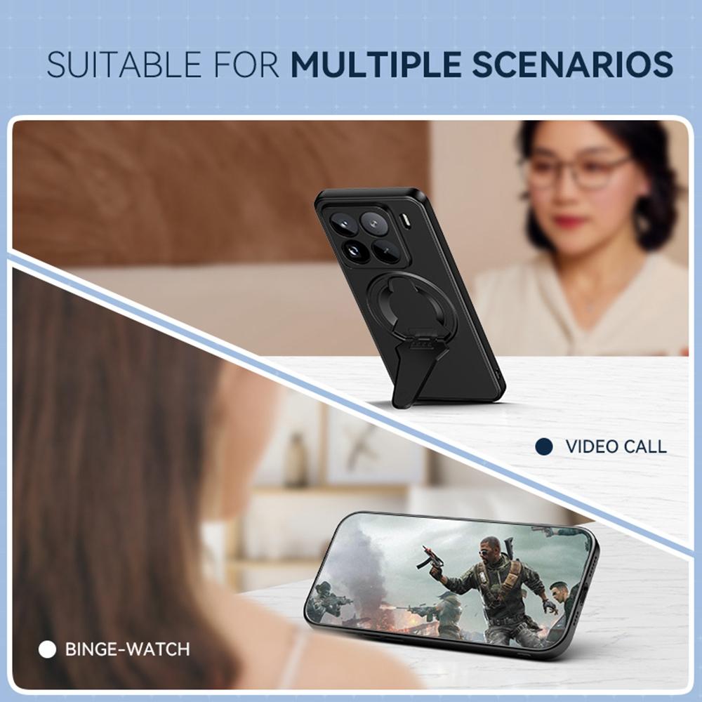 For Xiaomi 15 Case Compatible with MagSafe Hidden Kickstand Skin-Feel Matte PC TPU Phone Back Cover