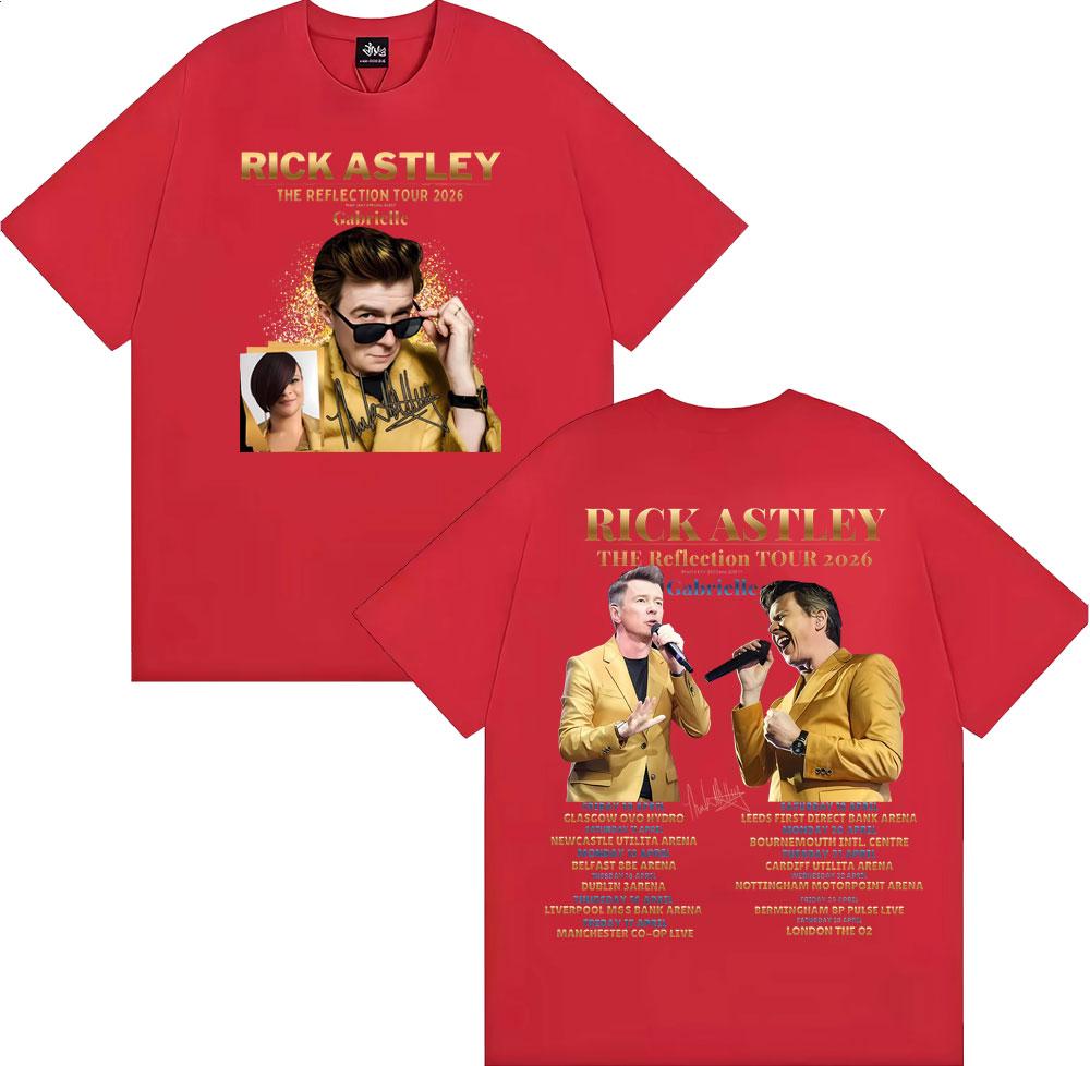 Rick Astley Reflection Tour 2026 Printed T Shirt Men Women Fashion Classic Comfort 100% Cotton T-Shirt Oversized O-Neck T-shirts