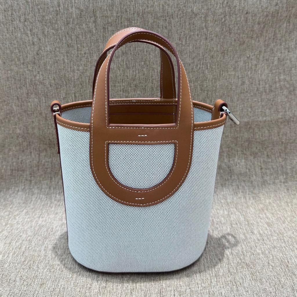 2026 Новая Модная Канва с Быстрой Первосортной Коровьей Кожей Свиной Нос Сумка-Ведро Прочная Корзина для Овощей Сумка