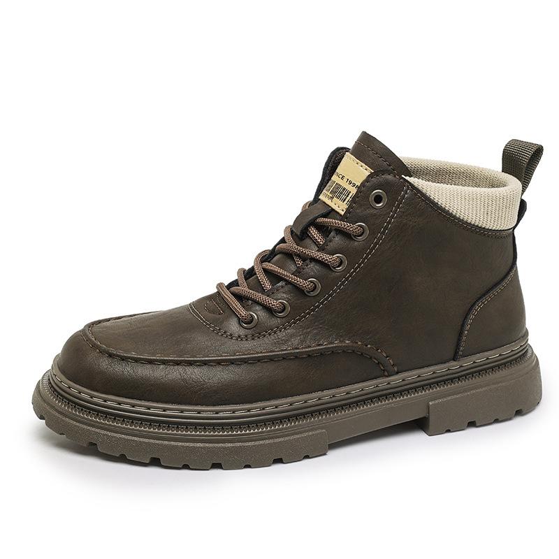 Ботинки Мартина мужские кожаные весенние новые китайские ботинки челси британские повседневные кожаные туфли на высокой подошве уличные ретро водонепроницаемые рабочие ботинки