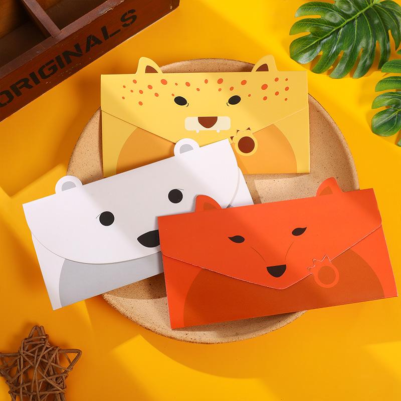 Детская поздравительная открытка с мультяшными животными и конвертом на День благодарения, день рождения или праздник