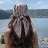 Elegant Chiffon Silk Square Scarf Vintage Damask Print Bandana for Women Daily Commute Neck Hairband Sun Protection Accessory