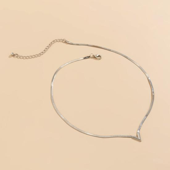 Adjustable Extended Chain Oblate Men Necklace V-shaped Charm Choker Necklace Jewelry Accessories