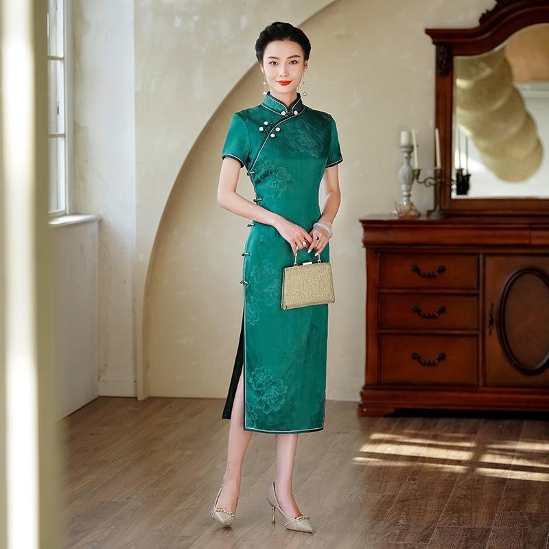 New Chinese silk cheongsam 1011 new summer daily improvement national style young mulberry silk cheongsam dress