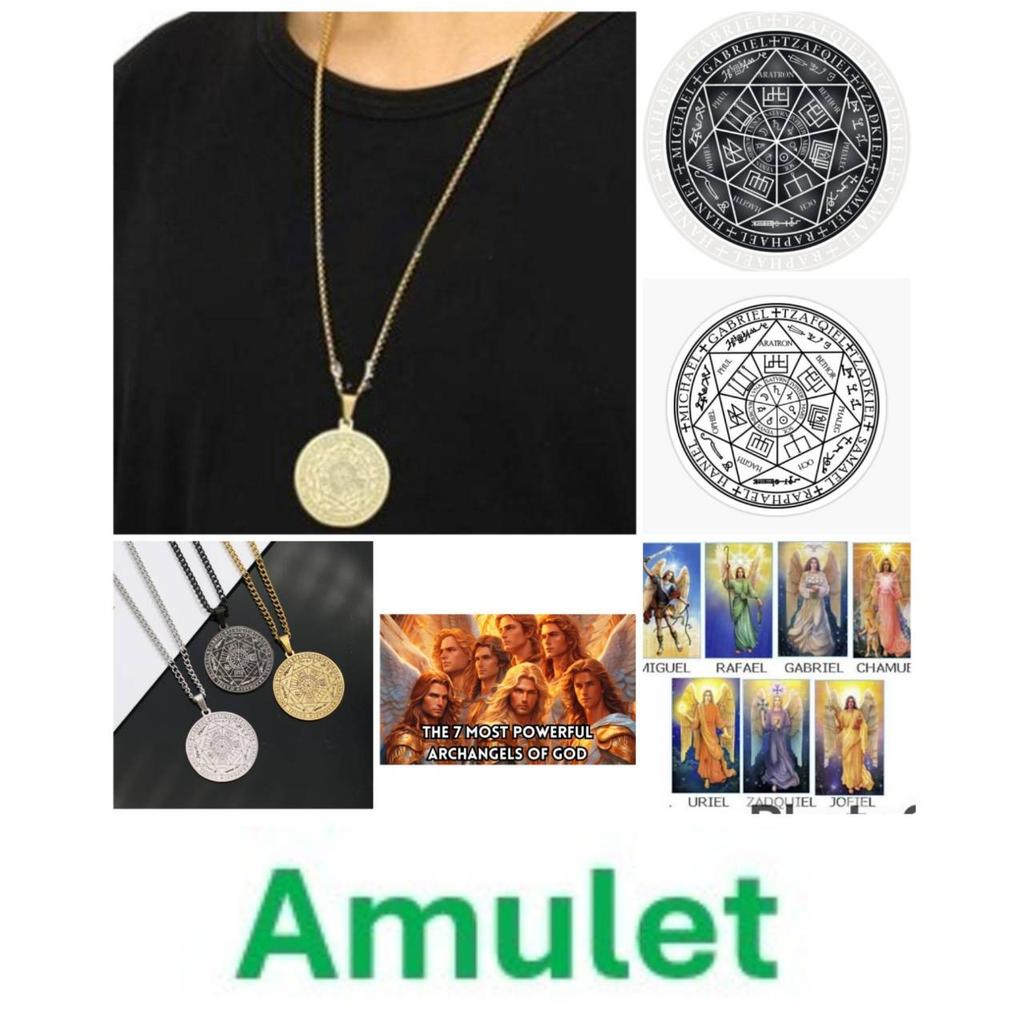 Catholic Amulet Seven Archangels Necklace Pendant Vintage Protect Charm Talisman Powerful Wealth Success Health Lucky Jewelry Unisex Men Women Alloy
