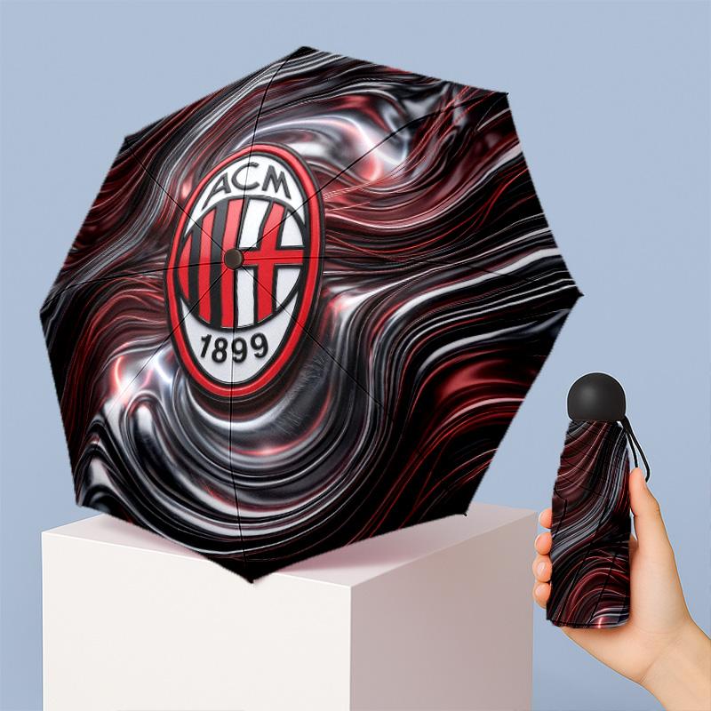 AC Milan Рисунок Печатный Мини 5 Сложений 8 Спиц Компактный Зонт Ветрозащитный Водонепроницаемый Легкий Портативный Складной