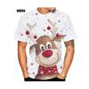 Fashion Men's and Women's 3D Christmas Elk Printed T-shirt Funny Tops Novelty Christmas Short Sleeve Size