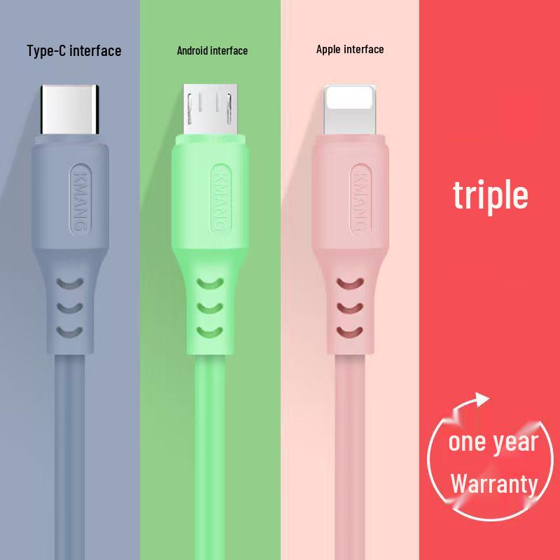 Кабель для быстрой зарядки «три в одном» 2,4 А для Apple и Huawei, Type-C 6 А «один к трем»