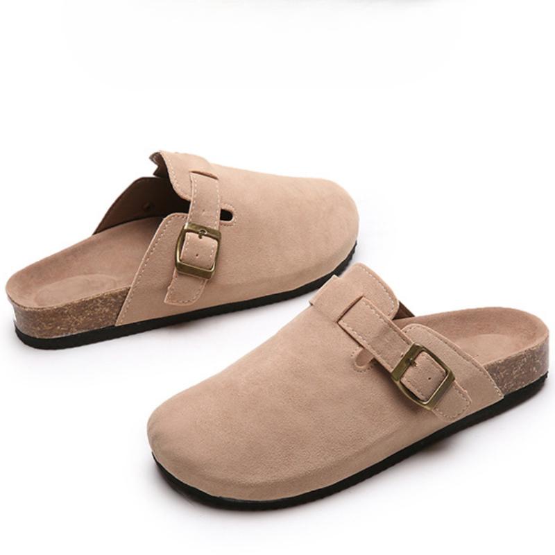 Пробковые сандалии для женщин и мужчин, модные кожаные мюли, удобная обувь с поддержкой свода стопы, домашние и уличные плоские шлепанцы, женские тапочки