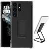 Silicone Case - Booling - for Samsung Galaxy S22 Ultra - Shockproof - Adjustable Stand - Transparent Black