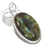 Natural Labradorite Gemstone 925 Sterling Silver Jewelry Pendant 2.05" H3K55