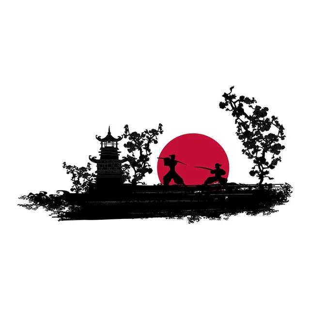 Для японского пейзажа силуэт комикс наклейка личность творческие наклейки водонепроницаемые украшения