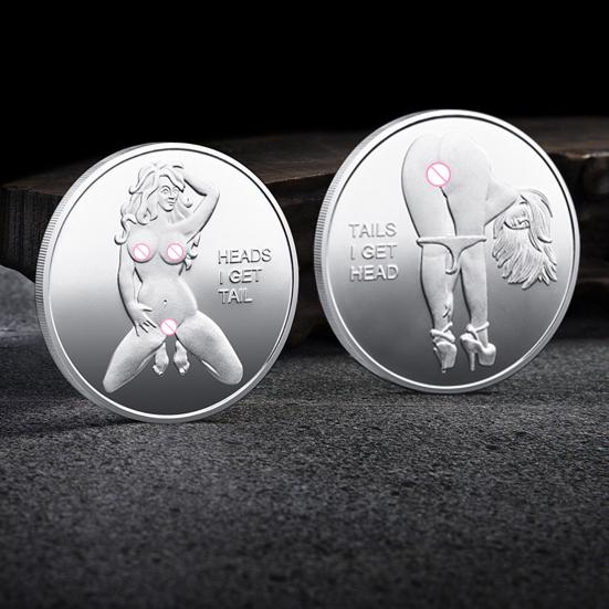 Sexy Women Coin Heads And Tails Date Night Coin Metal Double-Sided Lucky