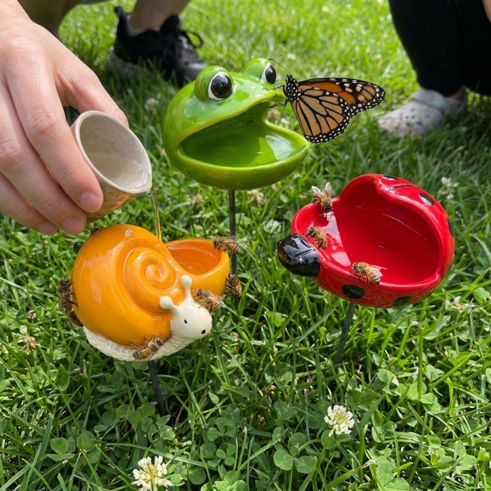 with Stake Bee Water Feeder Resin Sculpture Bird Bath Stand Butterfly Watering Station Beekeeping