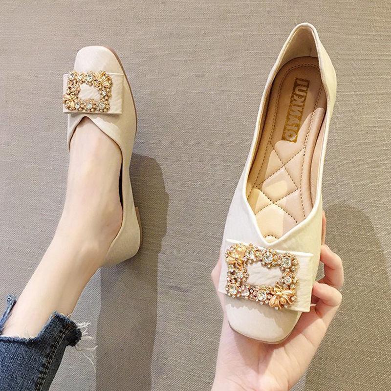 Женские туфли на плоской подошве с квадратным носком и стразами для женщин. Мокасины с бриллиантами. Элегантные вечерние каникулы по акции. Весна, EL