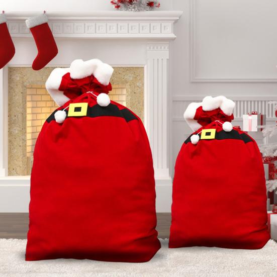 Рождественский бархатный мешок Санты с кулиской, красный мешок для подарков Санты, большой мешок для упаковки подарков для рождественского подарка, принадлежность для вечеринки