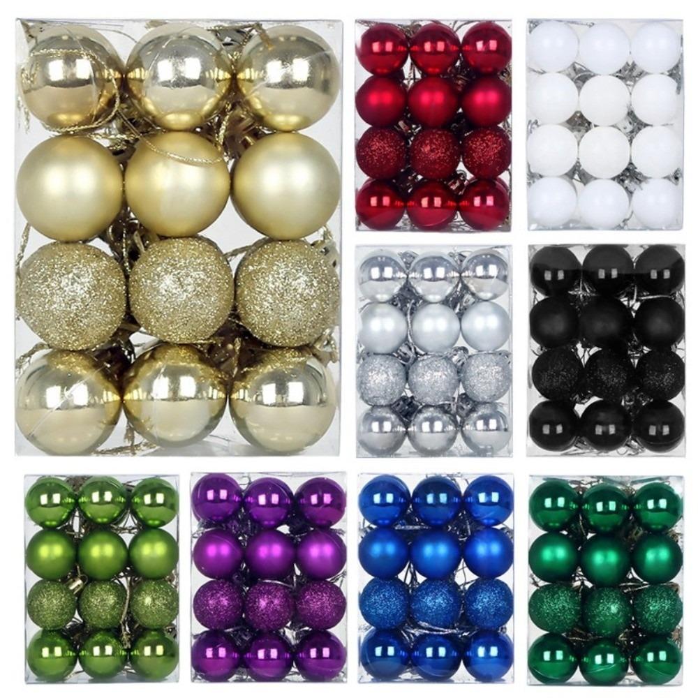 24Pcs 3cm Christmas Ornaments Plastic Christmas Ball Ornament Home Garden Decoration