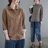 Women's Spring Long Sleeve Floral Button Shirt Comfortable Cotton and Linen Tops