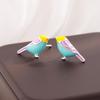 Korean Style Colorful Bird Epoxy Stud Earrings - Cute Animal Design for Women