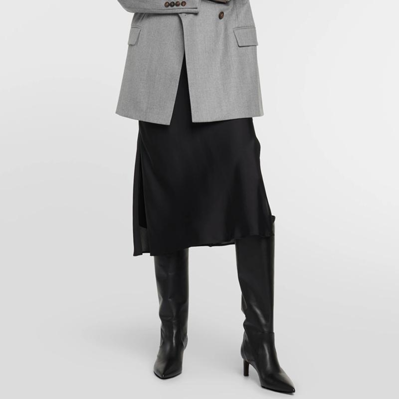 Krazing Pot Cow Leather Autumn Winter Shoes Stiletto Thin High Heels Big Size 46 European Style Keep Warm Thigh High Boots