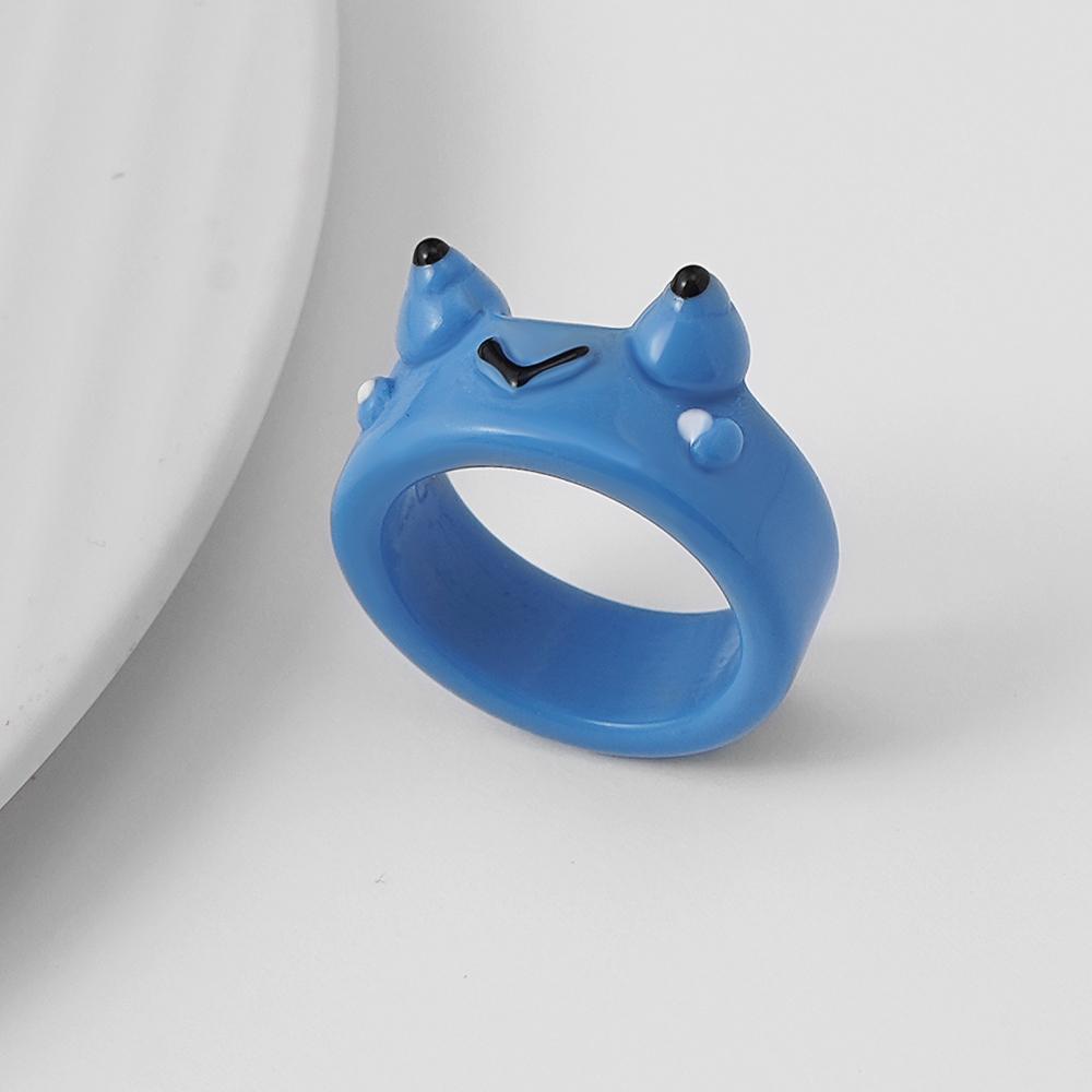 Мультяшное студенческое кольцо, женское кольцо, кольцо для пары, цветное акриловое кольцо с лягушкой и курицей