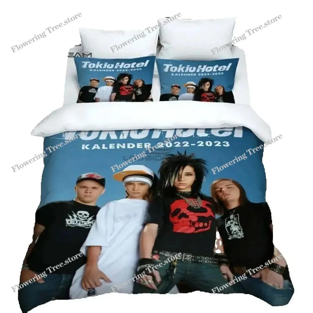 Набор постельного белья с пододеяльником с принтом рок-группы Duvet Cover Set HD Comforter Cover Tokio Hotel band printed Bedding Set for Kids Bedding Sets Bedclothes Bedroom Decor