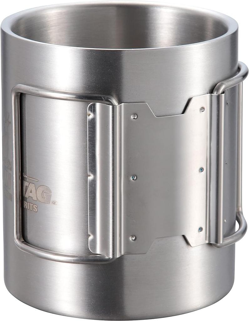 CAPTAIN STAG Уличная кружка-стакан 350 мл, двойная полая нержавеющая сталь, складная ручка, двойная структура, нержавеющая сталь, НОВАЯ Freedom UH-2019