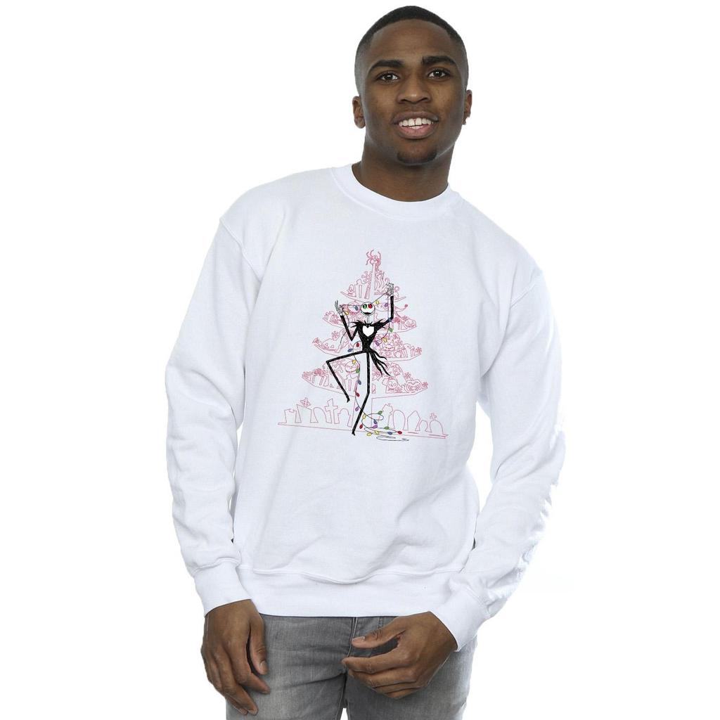 Disney Mens The Nightmare Before Christmas Tree Pink Sweatshirt