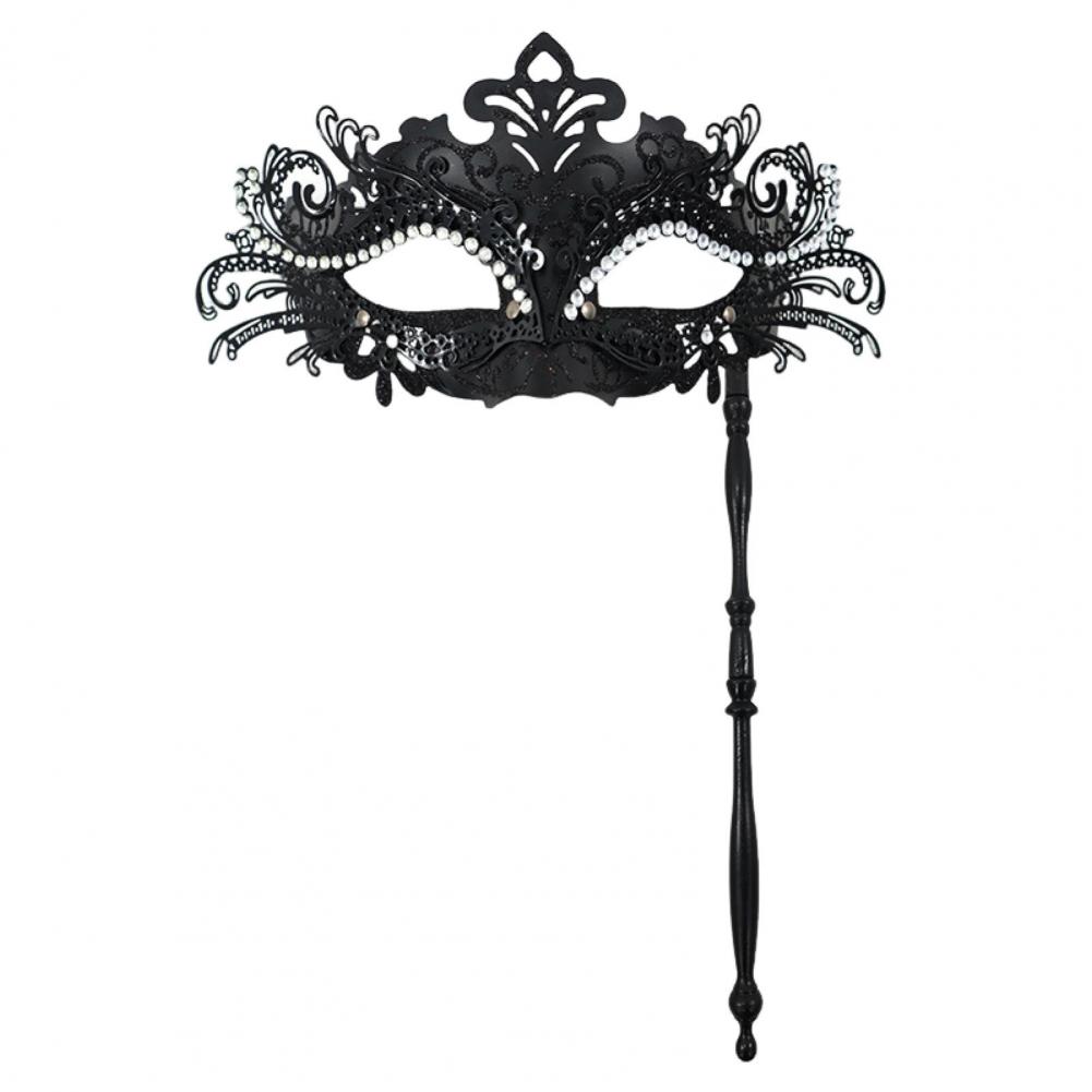 Маскарадные Очки Маска Металлическая Ручная Палка Венецианская Маска Полулицо Стразы Женская Маска Для Выпускного Бала Маскарад