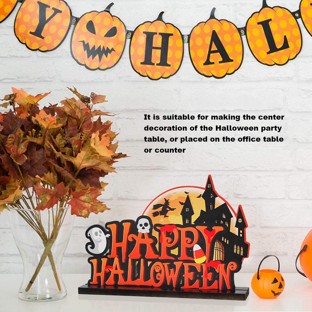 Table Ornament Halloween Party Activity Desktop Decoration DIY Craft Wooden Ornament for Home Decor