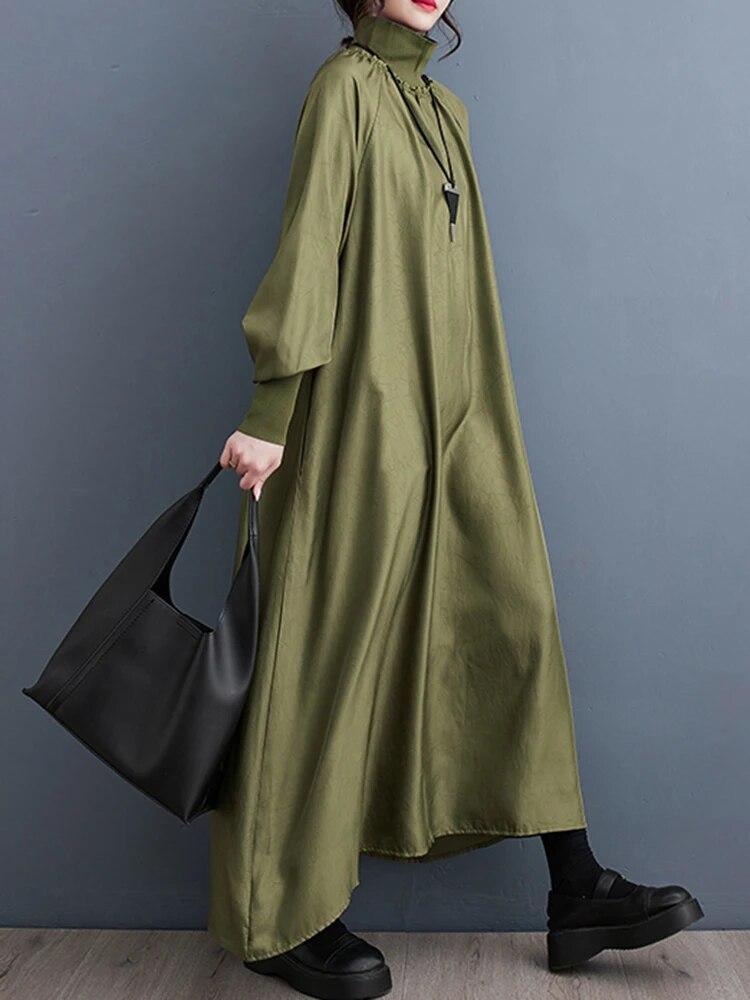 Xitao Свободное женское платье с водолазкой, нерегулярное женское повседневное платье DMJ2337