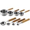 8Pcs Baking Tools Measuring Spoon Wooden HandleStainless Steel Measuring Cup with Wooden Handle,