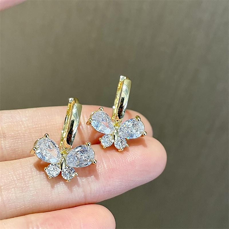 Корейские серьги-пряжки с бабочками из циркония для женщин, простые серьги-гвоздики в виде животных, подарок на день рождения, свадьбу, ювелирные изделия