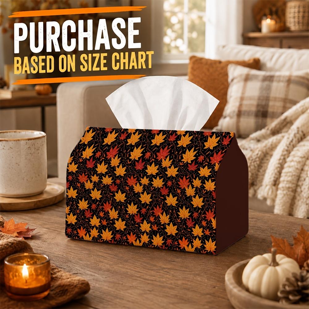 1pc Moody Autumn Autumn Tissue Box-Scattered Maple Leaf,Durable Napkin Organizer for Car,Kitchen,Dining,Home Decor-Decorative Tabletop Party Tissue Bo