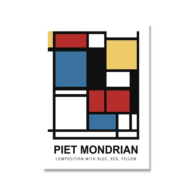 Скандинавский Абстрактный Пит Мондриан Геометрическое Настенное Искусство Холст Постеры Живопись и Принты Настенные Картины для Гостиной Современный Декор