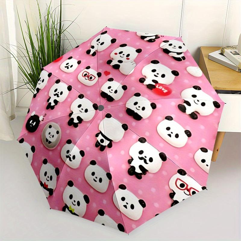 1pc Panda Party Auto Open/close, All-Season Portable Folding Umbrella for Women & Men, Travel, Everyday, Formal Events - Compact Luxury Parasol, Outdo