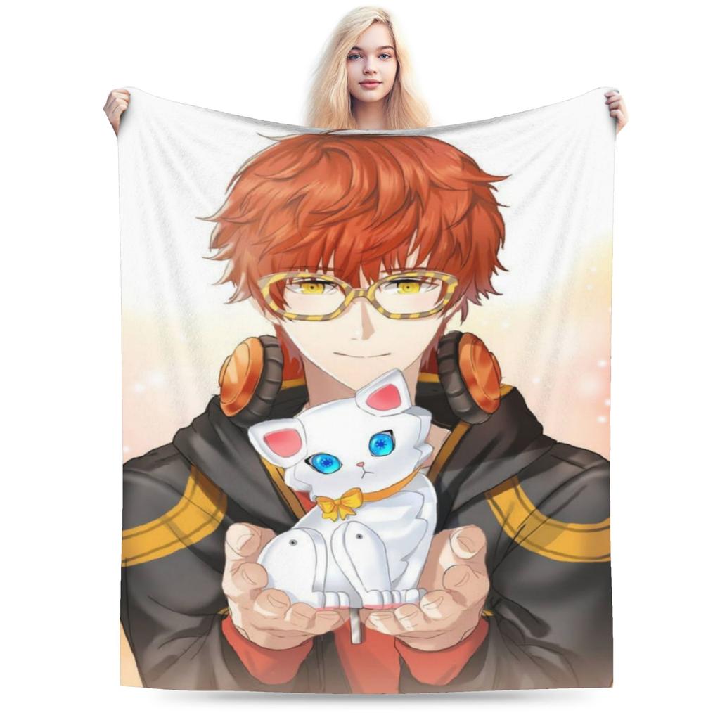 Игровое одеяло Mystic Messenger Seven 707 Теплое и Уютное для Гостиной Эстетичное Постельное Белье Пледы Зимнее Путешествие Автомобиль Фланелевое Покрывало