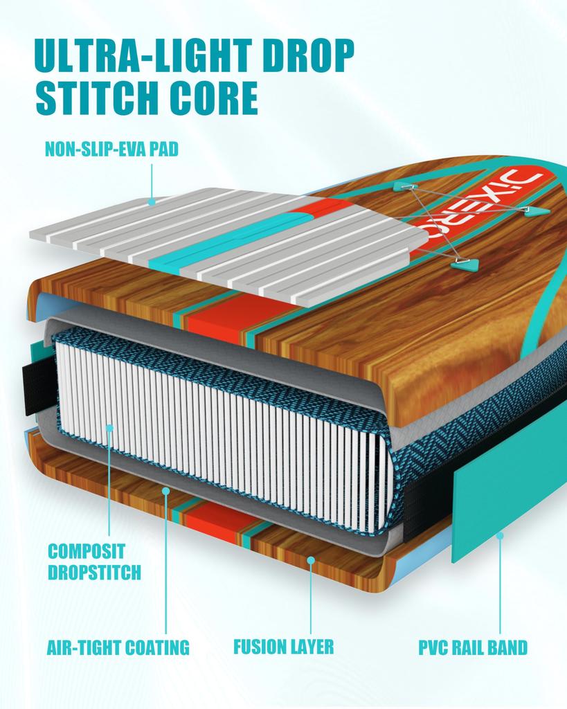 Dixero Надувной Stand Up x Взрослый Очень Широкий Паддлборд с Премиальным Регулируемым Ручным Дном Водонепроницаемая Сумка для Телефона Паддлборд, 11' 33" Аксессуары