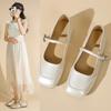 Французский стиль с юбкой квадратный носок туфли Мэри Джейн женские лето и осень новые мелкий вырез плоская подошва ремешок на одно слово одинарные туфли женские