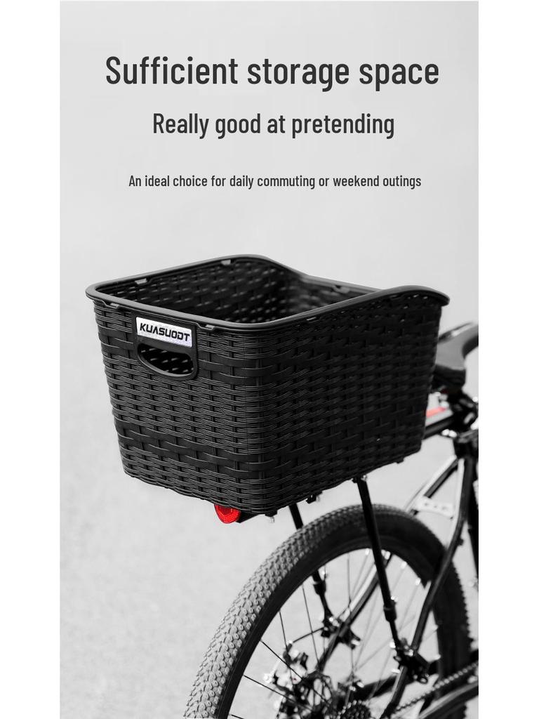 Large Capacity Bicycle Rear Basket with Lid for Mountain and Electric Bikes - Pet or Cargo Carrier.