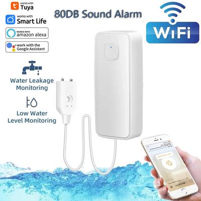 Tuya WiFi Smart Water Leak Sensor Детектор уровня перелива воды 80 дБ Звуковая сигнализация Датчик протечки воды Удаленный монитор