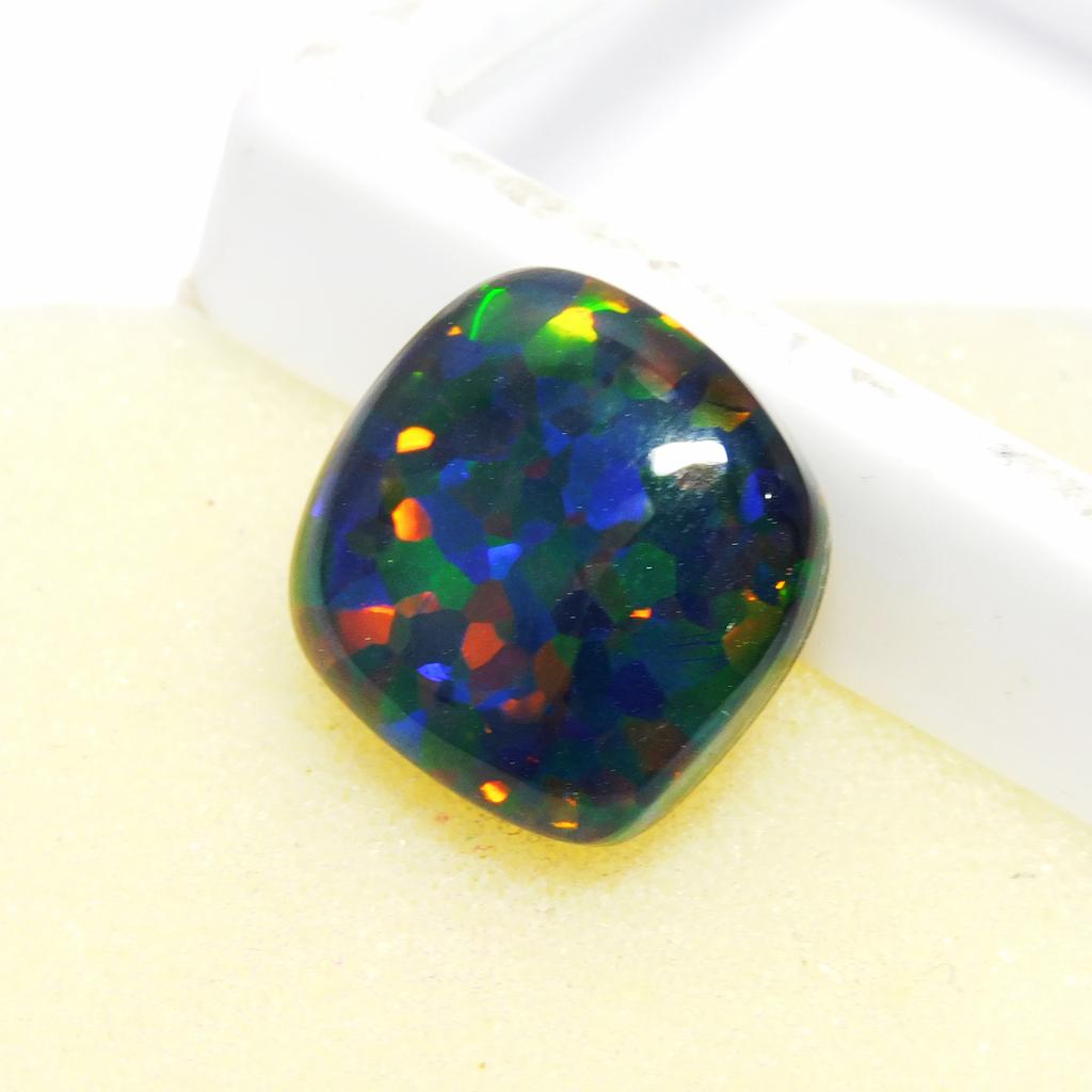 Lab-Created Opal Loose Gemstone Doublet Square Cushion Cut 10 ct Multi Color for Jewelry Designs