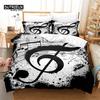 Music Symbol Black Bedding Set, 3Pcs Duvet Cover Set, Soft Comfortable Breathable Duvet Cover, For Bedroom Guest Room Decor