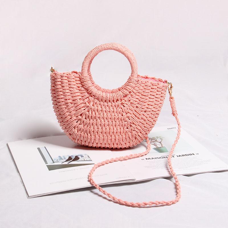 IELGY mini messenger woven bag, cute portable, summer seaside vacation beach bag