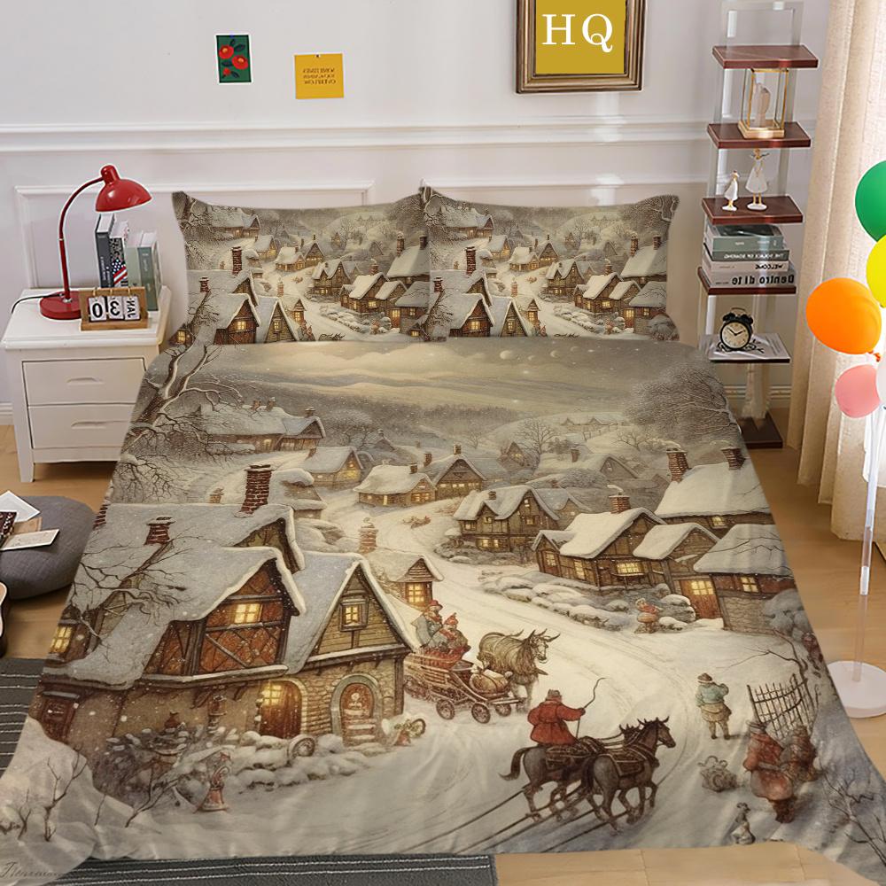 Christmas New Style Printed Full Size Bed Clothes Microfiber Highend Duvet Cover Children Bedroom Decor