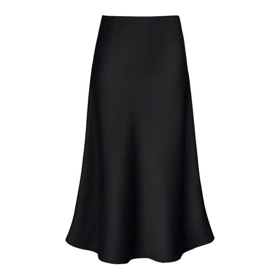 Юбка макси женская гладкая атласная длинная юбка с застежкой-молнией однотонная весна