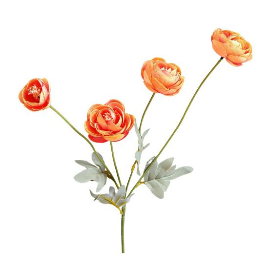 Artificial Lulian Flower Faux Silk Ranunculus Flower with Stem 4 Heads Fake Ranunculus Arrangement for Home Wedding Decoration Table Centerpiece