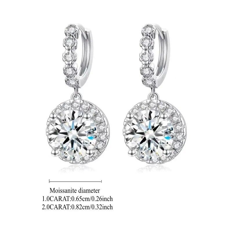 S925 Sterling Silver 1-2 Carat Moissanite Round Bag Earring Design Fashion Light Luxury Niche High-Hnd Casual Lady Gift