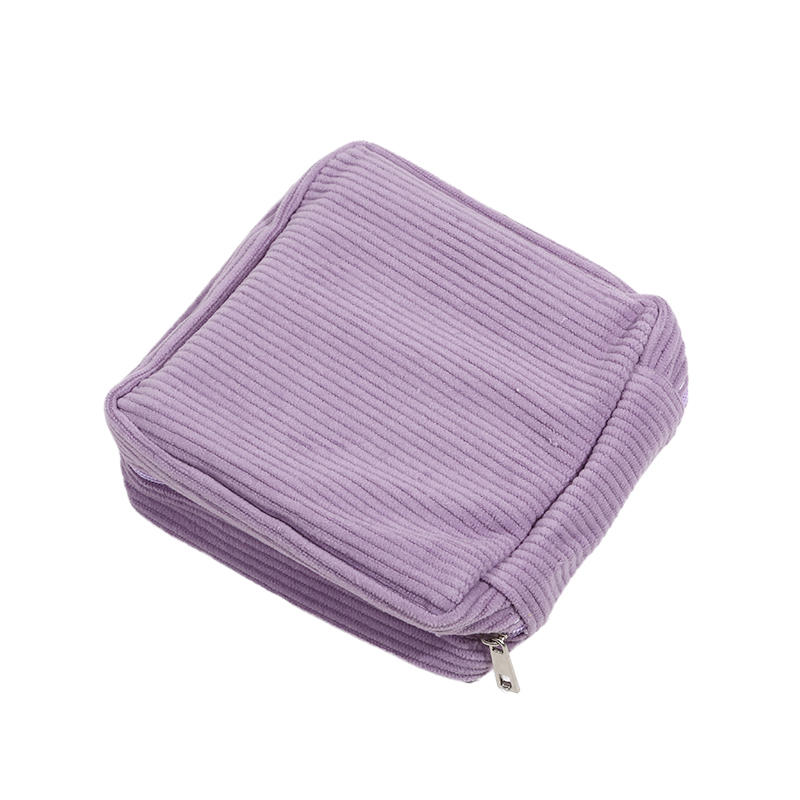 Fashion Corduroy Minimalist Travel Makeup Bag Portable Multifunctional Storage Bags Women's Large Capacity Sanitary Cotton Bag
